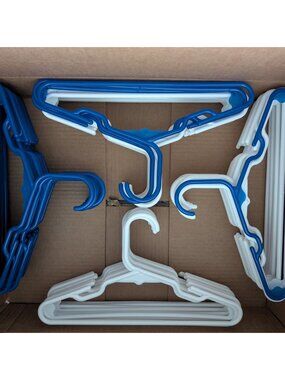 Hangers Baby Toddler Kids White Blue Lot of 54 Plastic BPA-Free Strap Notches